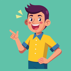 Happy man pointing into a blank copy space spot with two hands