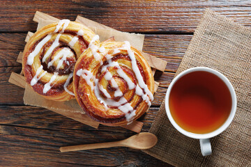 Cinnamon buns and tea