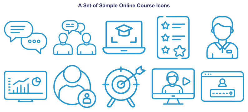 Online Course Icon Set for E-learning & LMS Platforms
