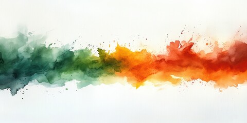 Abstract watercolor Irish flag with green white and orange, St Patrick's Day design, bright airy brush strokes, minimalist background, festive national colors