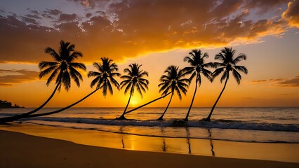 Obraz premium sunset over the beach