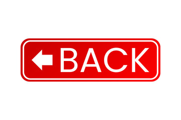 Red back sign element png transparent background with arrow icon	