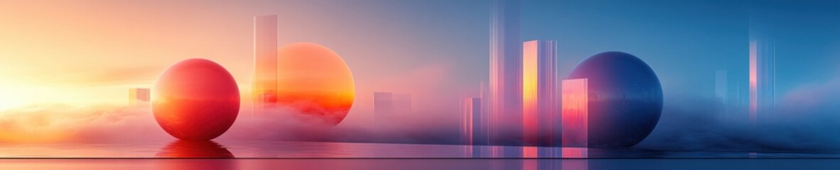 Modern minimal tri-fold brochure design template with pastel gradient geometric shapes professional layout clean corporate style typography branding vector