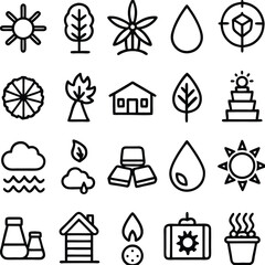 Naklejka premium Collection of Nature and Energy Related Icons