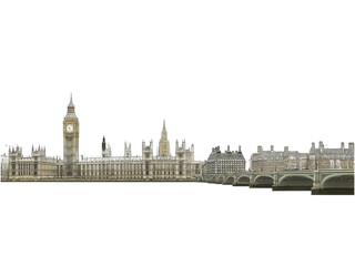 Obraz premium Majestic London Skyline: Houses of Parliament, Big Ben, and Westminster Bridge