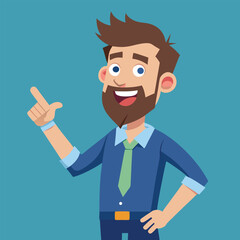 Fototapeta premium Happy man pointing into a blank copy space spot with two hands