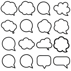 Collection of Sixteen Different Speech Bubbles for Communication