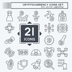 Icon Set Cryptocurrency. related to Education symbol. line style