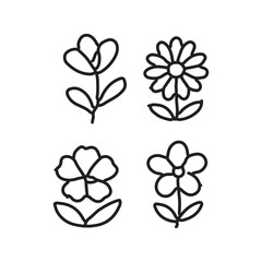 vector illustration of elements with Flowers symbols	
