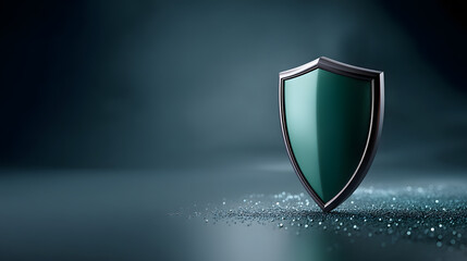 Glowing Checkmark Shield: Digital Security, Abstract Dark Tech Background.