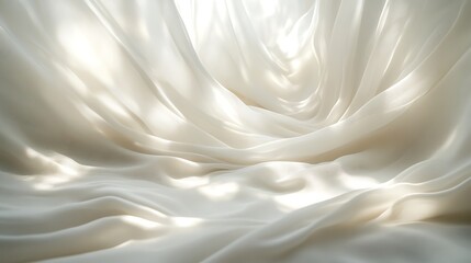 Obraz premium Soft Flowing White Fabric with Gentle Folds, Soft, flowing white fabric with gentle folds and natural light