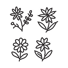 vector illustration of elements with Flowers symbols	
