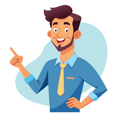 Happy man pointing into a blank copy space spot with two hands