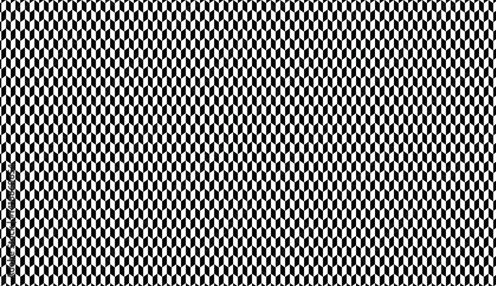 Poster geometric black and white cubic pattern generating dynamic visual distortion