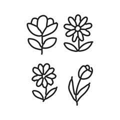 vector illustration of elements with Flowers symbols	
