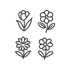 vector illustration of elements with Flowers symbols	
