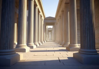 Stunning Perspective View of Columns Against a White Background