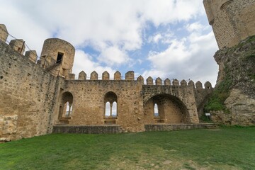 Shapes and structure of the medieval stone wall of the castle of Frias. Burgos. Spain.