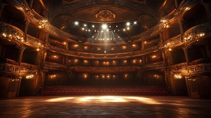Obraz premium Grand theater interior, spotlight beams