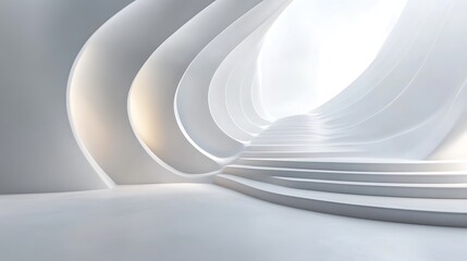 Abstract Overlapping White Circles, Abstract 3D rendering of overlapping white circular shapes on a light background