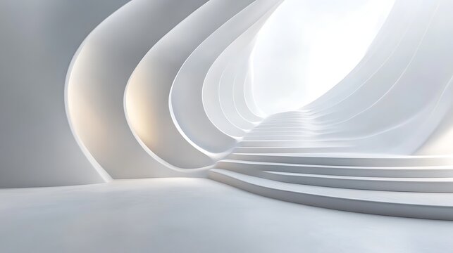 Abstract Overlapping White Circles, Abstract 3D rendering of overlapping white circular shapes on a light background
