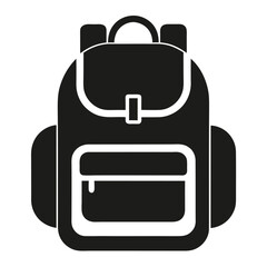 Simple Black Backpack Icon, School and Travel Bag Vector Illustration