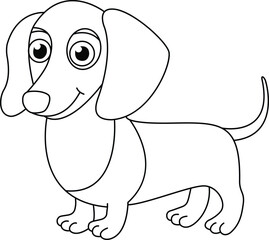 Dachshund Hand drawn coloring page for kids line 
art