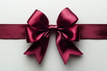 Fototapeta premium Red Satin Ribbon Bow on White Background