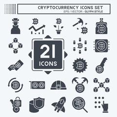 Icon Set Cryptocurrency. related to Education symbol. glyph style