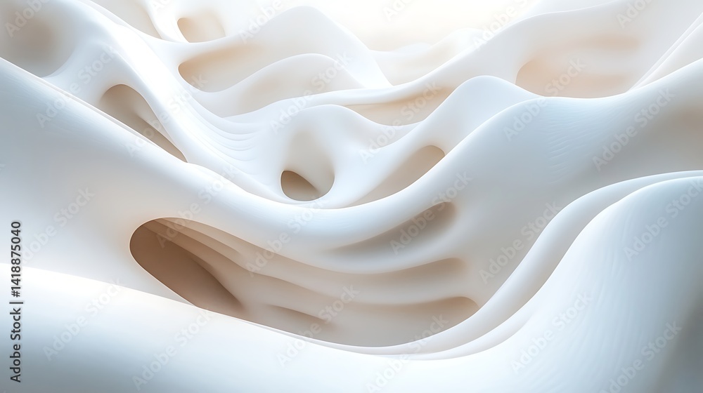 Aufkleber abstract white layered waves, abstract white layered waves creating a sense of fluidity and movement