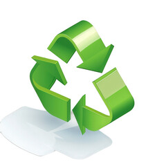 Obraz premium A vibrant green recycling symbol showcasing sustainability and environmental awareness, set against a clean white background emphasizing eco-friendly practices , isolated on white or transparent png