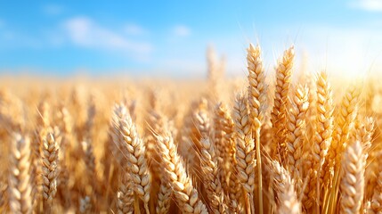 Fototapeta premium Golden wheat field under sunny sky