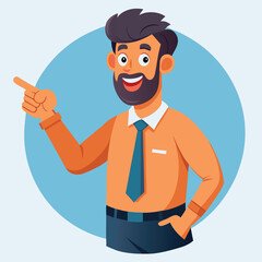 Happy man pointing into a blank copy space spot with two hands
