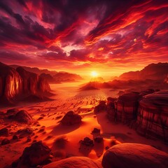 Desert Sunrise rocks glowing red