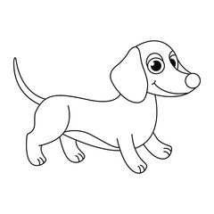 Dachshund Hand drawn coloring page for kids line 
art