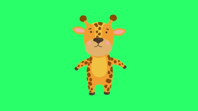 Animation giraffe on green background.