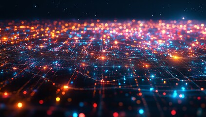 Obraz premium A stock market graph with city lights in the background