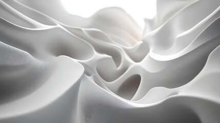 Obraz premium Abstract White Layered Waves, Abstract white layered waves creating a sense of fluidity and movement