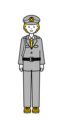 全身のポーズ_シンプルな警備員の女性01