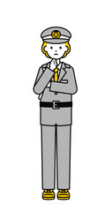 全身のポーズ_シンプルな警備員の女性10