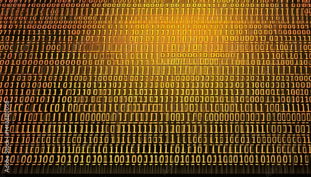 Poster binary code, colored numbers on black background