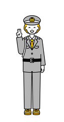 全身のポーズ_シンプルな警備員の女性04