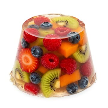 Sweet friuit gelatin. Sweet and healthy friuit gelatin isolated over white