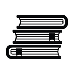 Black Silhouette of a Stack of Books, Education and Knowledge Vector