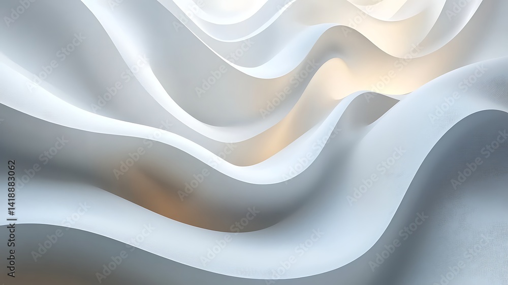 Poster abstract white layered waves, abstract white layered waves creating a sense of fluidity and movement