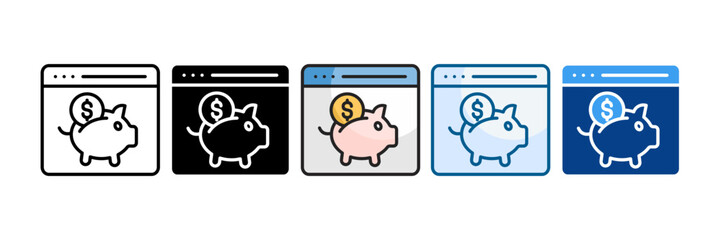 Saving Money Icon Set Multiple Style Collection