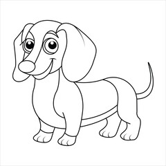 Dachshund Hand drawn coloring page for kids line 
art