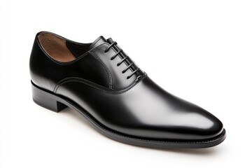 Elegant black leather Oxford shoes with lace-up closure, perfect for formal occasions.
