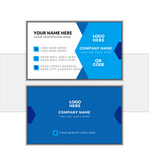 Blue & black color, modern creative business card,horizontal simple clean template vector design, rectangle size. 
