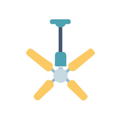 Ceiling fan illustration with four blades on black